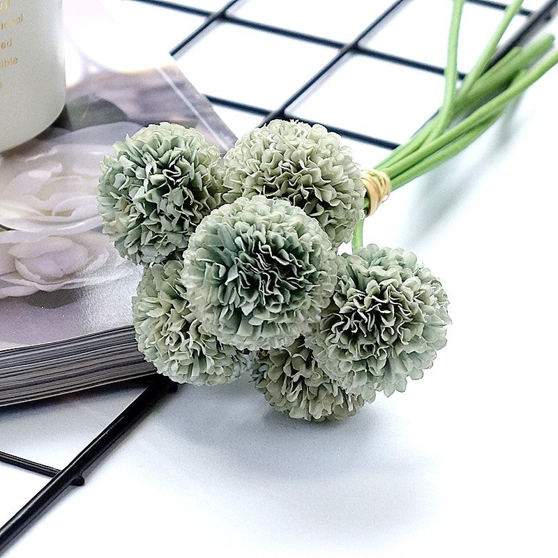 Realistic Artificial Flower Bouquet - 6 Mini Hydrangeas for Wedding Decor, Home Accent, Hotel Styling, and Photography Prop