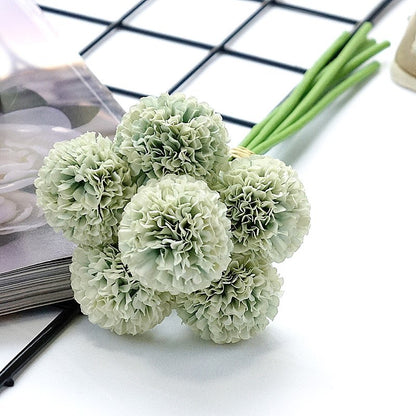 Realistic Artificial Flower Bouquet - 6 Mini Hydrangeas for Wedding Decor, Home Accent, Hotel Styling, and Photography Prop