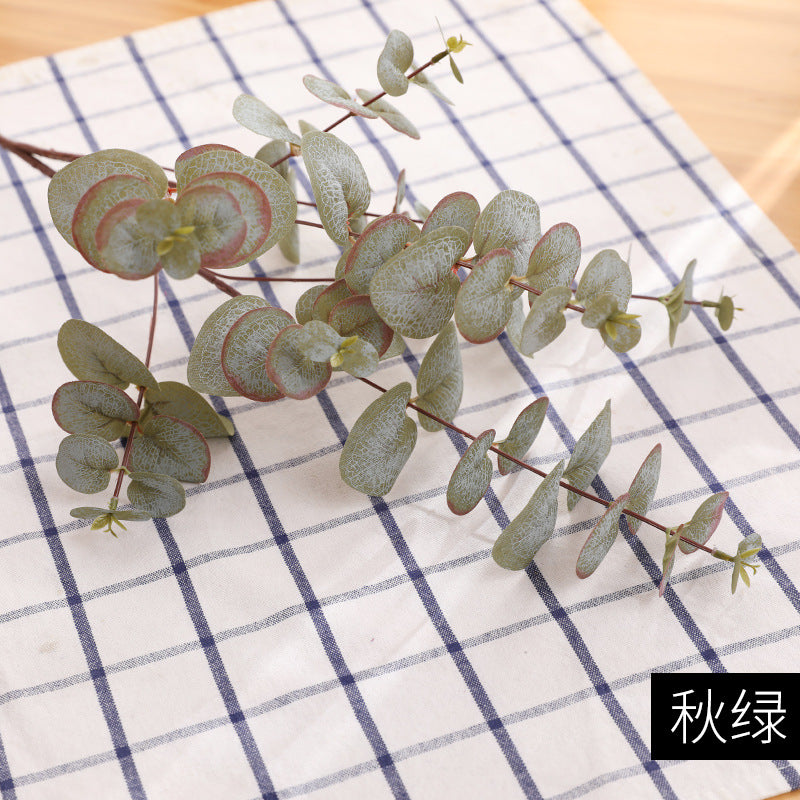 Elegant European-Style Faux Eucalyptus Leaves and Money Plant Stems for Luxurious Home Decor - Perfect for Living Room, Office, and Events