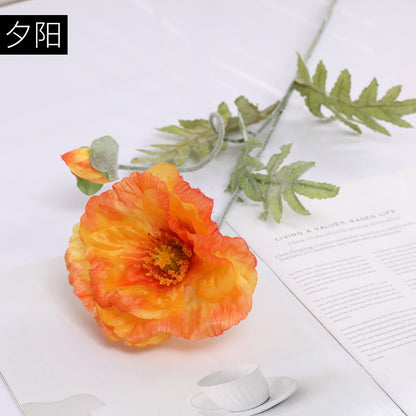 Vibrant Artificial Poppy Flowers for Hotel Dining Table Decor - Realistic Spring-Inspired Faux Plants - Perfect for Stylish Home and Event Decoration