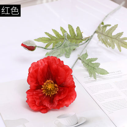 Vibrant Artificial Poppy Flowers for Hotel Dining Table Decor - Realistic Spring-Inspired Faux Plants - Perfect for Stylish Home and Event Decoration