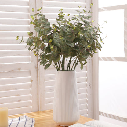 Elegant European-Style Faux Eucalyptus Leaves and Money Plant Stems for Luxurious Home Decor - Perfect for Living Room, Office, and Events