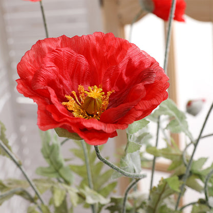 Vibrant Artificial Poppy Flowers for Hotel Dining Table Decor - Realistic Spring-Inspired Faux Plants - Perfect for Stylish Home and Event Decoration