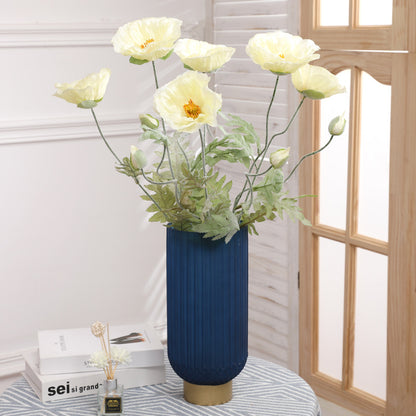 Vibrant Artificial Poppy Flowers for Hotel Dining Table Decor - Realistic Spring-Inspired Faux Plants - Perfect for Stylish Home and Event Decoration