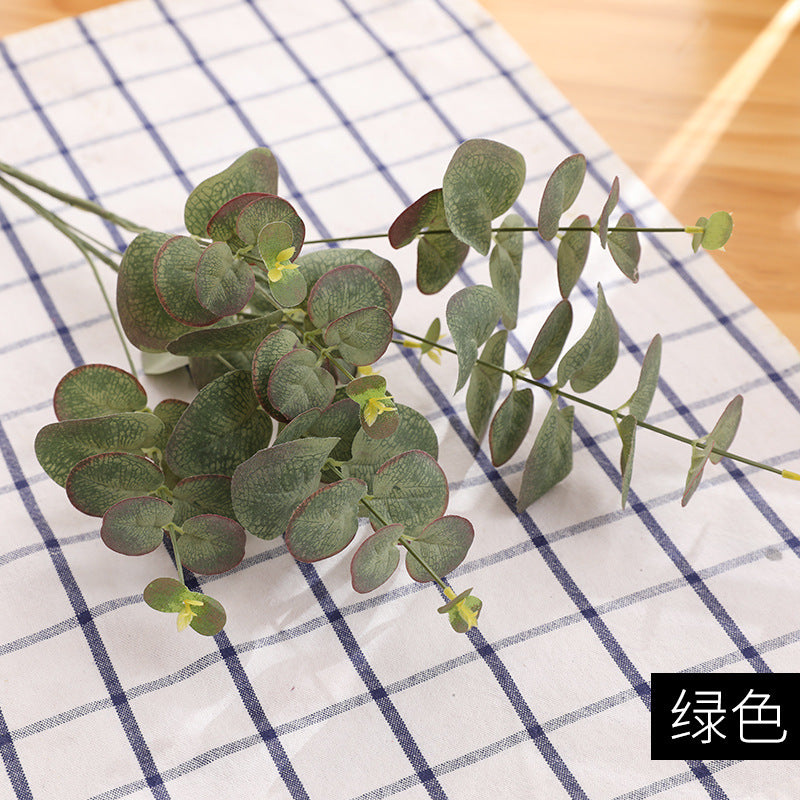 Elegant European-Style Faux Eucalyptus Leaves and Money Plant Stems for Luxurious Home Decor - Perfect for Living Room, Office, and Events