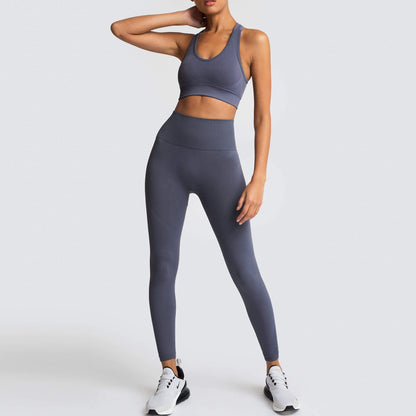 Seamless Knitted Body Shaping Sportswear Set with Moisture Wicking Technology Back Design and Enhanced Butt Lifting Support for Yoga Fitness and Active Lifestyle