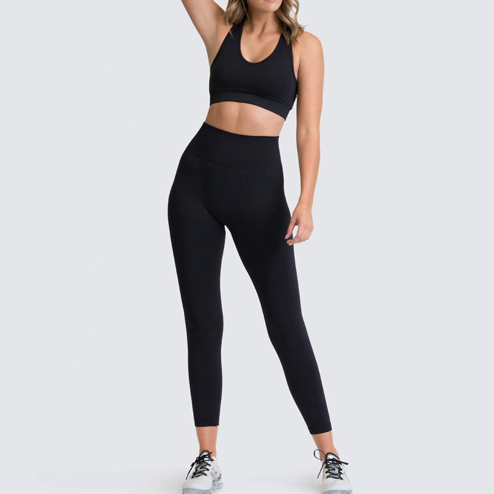 Seamless Knitted Body Shaping Sportswear Set with Moisture Wicking Technology Back Design and Enhanced Butt Lifting Support for Yoga Fitness and Active Lifestyle