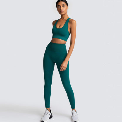 Seamless Yoga Outfit for a Sculpted Butt Beautiful Back High Waisted Butt Lifting Leggings Supportive Sports Bra for Comfort and Performance