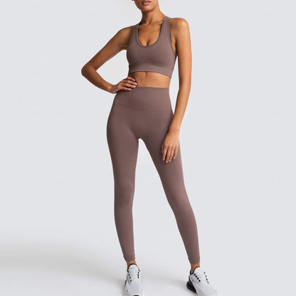 Seamless Knitted Body Shaping Sportswear Set with Moisture Wicking Technology Back Design and Enhanced Butt Lifting Support for Yoga Fitness and Active Lifestyle