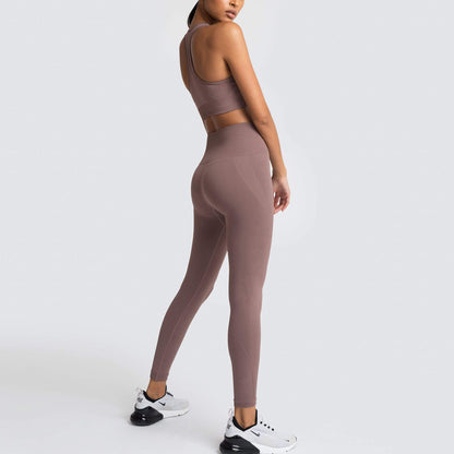 Seamless Knitted Body Shaping Sportswear Set with Moisture Wicking Technology Back Design and Enhanced Butt Lifting Support for Yoga Fitness and Active Lifestyle