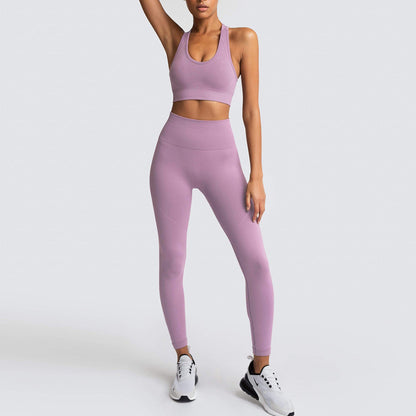 Seamless Knitted Body Shaping Sportswear Set with Moisture Wicking Technology Back Design and Enhanced Butt Lifting Support for Yoga Fitness and Active Lifestyle