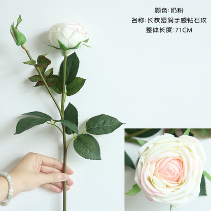 Beautifully Arranged Latex Rose Bouquet - Realistic Touch for Home Decor and Wedding Celebrations - Faux Floral Wall Decor - Model MW59991