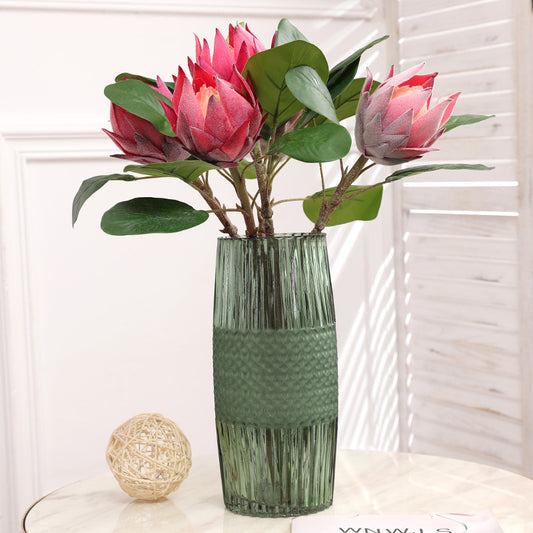 Lifelike Single Stem King Protea Flower - Elegant Faux Floral Decoration for Hotels, Weddings, and Events - Stunning Floor Display Arrangement