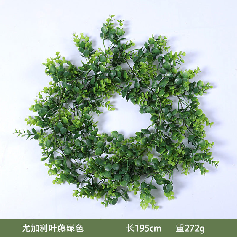 Realistic Rattan Vine with Floral Plastic Eucalyptus Leaves and Money Plant Vines for Exquisite Wedding and Home Decor