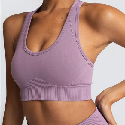 Seamless Wireless Breathable Yoga Tank Top Running Sports Bra Plus Size Supportive Activewear with Beautiful Back Design