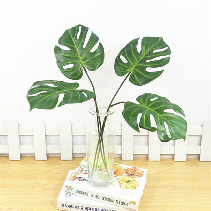 Single Faux Monstera Leaf - Realistic Feel Indoor Home Décor Plant for Elegant Floral Arrangements