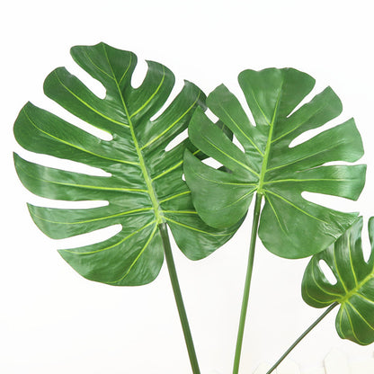 Single Faux Monstera Leaf - Realistic Feel Indoor Home Décor Plant for Elegant Floral Arrangements