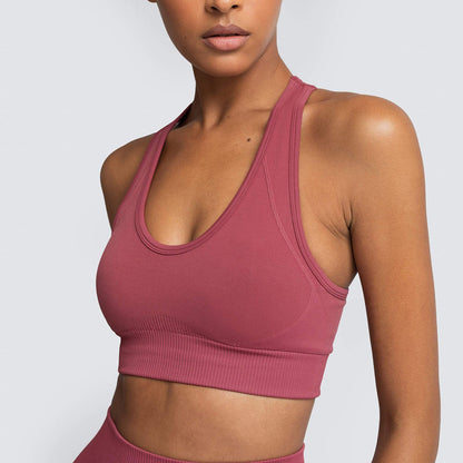 Seamless Wireless Breathable Yoga Tank Top Running Sports Bra Plus Size Supportive Activewear with Beautiful Back Design