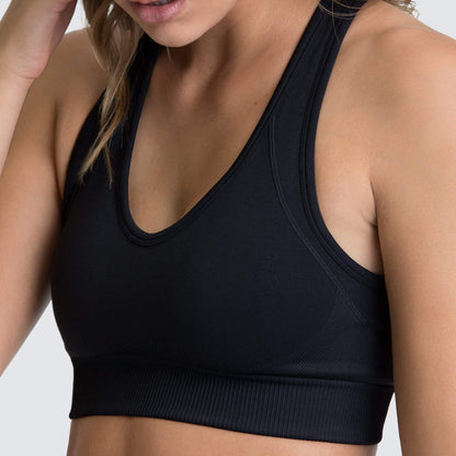 Seamless Wireless Sports Bra for Yoga Running Breathable Comfortable Plus Size Crop Top with Supportive Back Design