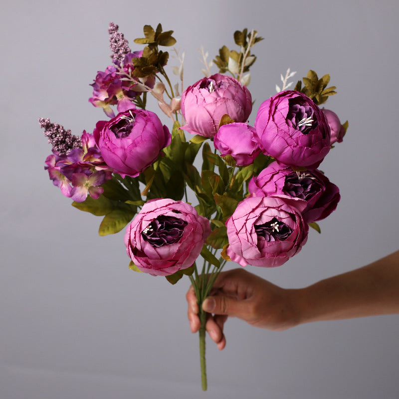 Lifelike Peony Flower Bouquet - Elegant European Style Bud Peonies - 13 Blossoms for Stunning Home Decor and Floral Arrangements