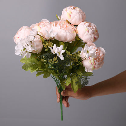 Lifelike Peony Flower Bouquet - Elegant European Style Bud Peonies - 13 Blossoms for Stunning Home Decor and Floral Arrangements