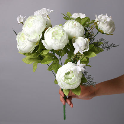 Lifelike Peony Flower Bouquet - Elegant European Style Bud Peonies - 13 Blossoms for Stunning Home Decor and Floral Arrangements