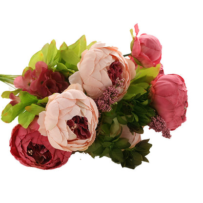 Lifelike Peony Flower Bouquet - Elegant European Style Bud Peonies - 13 Blossoms for Stunning Home Decor and Floral Arrangements