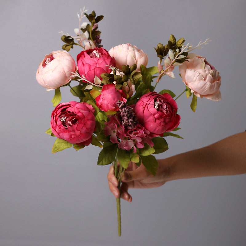 Lifelike Peony Flower Bouquet - Elegant European Style Bud Peonies - 13 Blossoms for Stunning Home Decor and Floral Arrangements