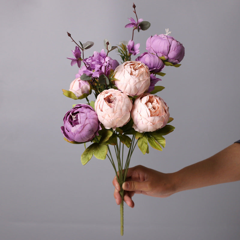 Lifelike Peony Flower Bouquet - Elegant European Style Bud Peonies - 13 Blossoms for Stunning Home Decor and Floral Arrangements