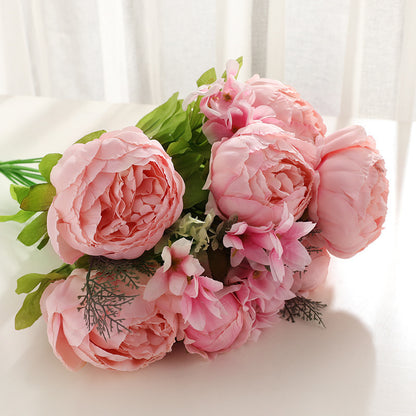 Lifelike Peony Flower Bouquet - Elegant European Style Bud Peonies - 13 Blossoms for Stunning Home Decor and Floral Arrangements