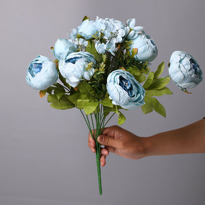 Lifelike Peony Flower Bouquet - Elegant European Style Bud Peonies - 13 Blossoms for Stunning Home Decor and Floral Arrangements