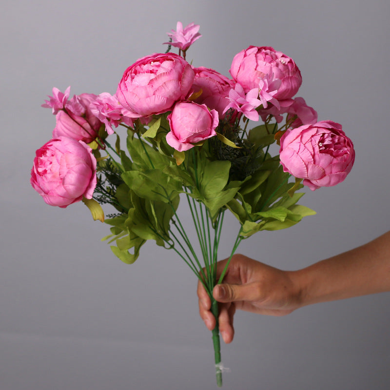 Lifelike Peony Flower Bouquet - Elegant European Style Bud Peonies - 13 Blossoms for Stunning Home Decor and Floral Arrangements