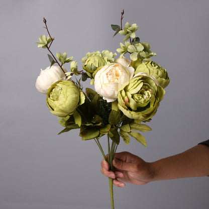 Lifelike Peony Flower Bouquet - Elegant European Style Bud Peonies - 13 Blossoms for Stunning Home Decor and Floral Arrangements