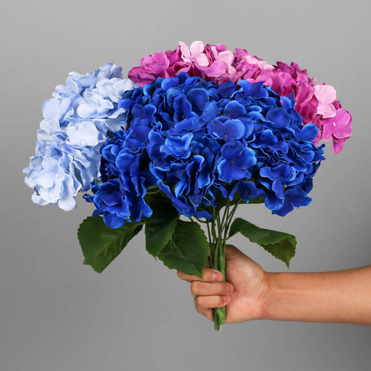 Realistic 5-Head Hydrangea Bouquet – Miniature Silk Flower Arrangement for Weddings, Home Decor, and Floral Displays