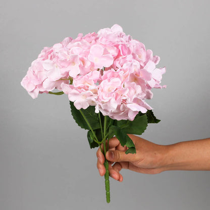 Realistic 5-Head Hydrangea Bouquet – Miniature Silk Flower Arrangement for Weddings, Home Decor, and Floral Displays