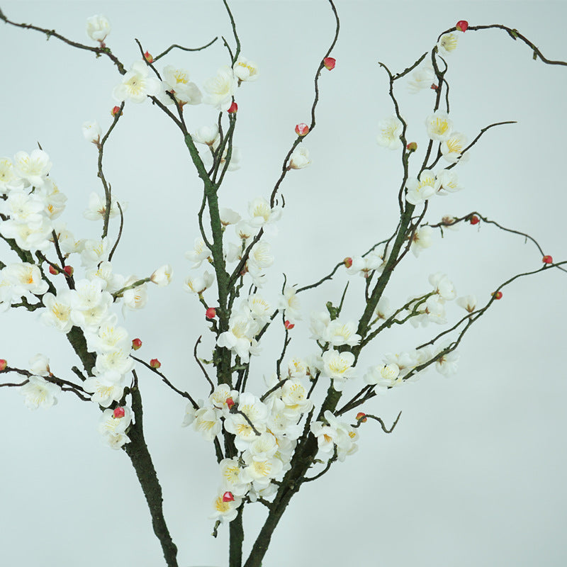 Realistic Plum Blossom (Mei Hua) Branch - Classic Zen-Inspired Floor Decor for Homes and Hotels | Stunning Artificial Floral Arrangement | Perfect Photography Prop