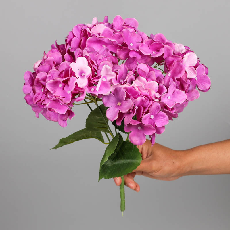 Realistic 5-Head Hydrangea Bouquet – Miniature Silk Flower Arrangement for Weddings, Home Decor, and Floral Displays