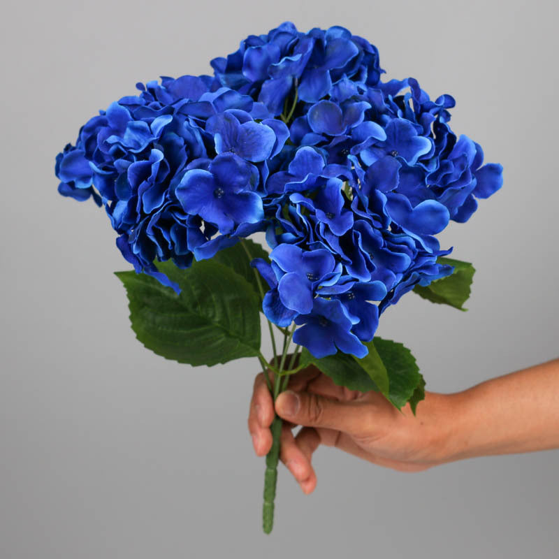 Realistic 5-Head Hydrangea Bouquet – Miniature Silk Flower Arrangement for Weddings, Home Decor, and Floral Displays