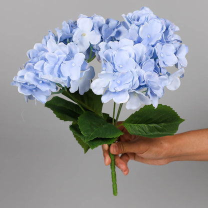 Realistic 5-Head Hydrangea Bouquet – Miniature Silk Flower Arrangement for Weddings, Home Decor, and Floral Displays