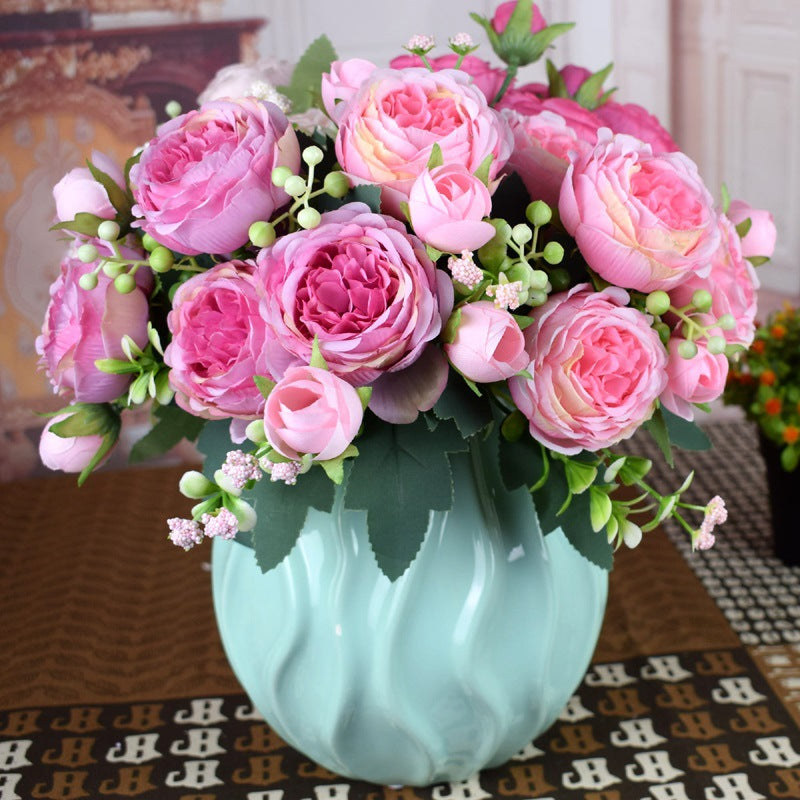 Stunning 9-Head Spring Peony Bouquet - Artificial Peonies for Wedding Decor, Home Decoration, and Studio Styling