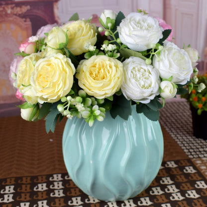 Stunning 9-Head Spring Peony Bouquet - Artificial Peonies for Wedding Decor, Home Decoration, and Studio Styling