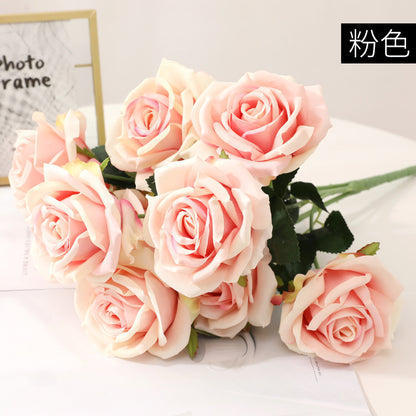 Stunning 10-Piece Faux Rose Bouquet for Weddings and Home Décor – Realistic, Affordable Floral Arrangement to Elevate Any Space