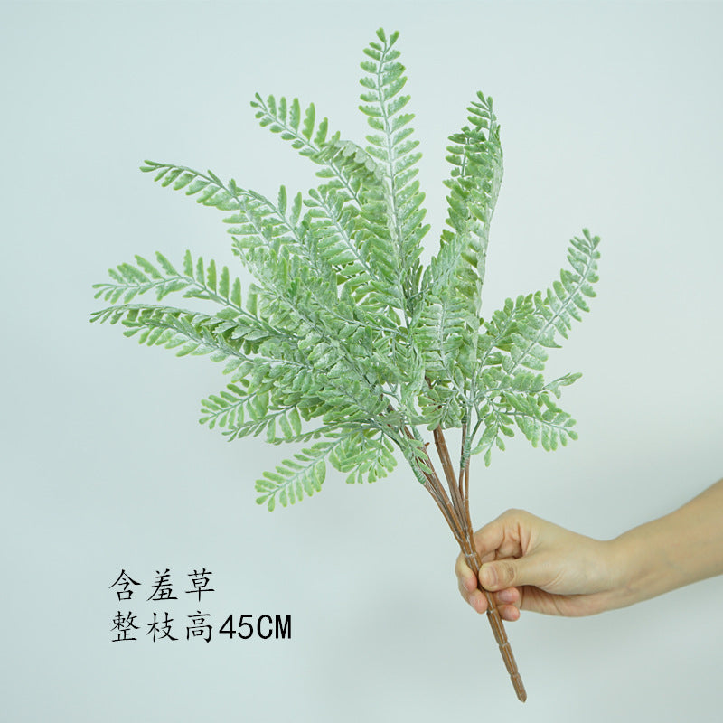 Lifelike Artificial Fern Leaf Wedding Bouquet - Single Branch Plastic Greenery Decoration for Restaurants, Living Rooms, and Home Decor