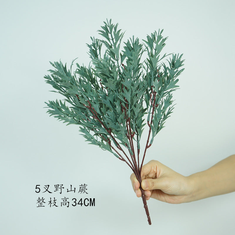 Lifelike Artificial Fern Leaf Wedding Bouquet - Single Branch Plastic Greenery Decoration for Restaurants, Living Rooms, and Home Decor