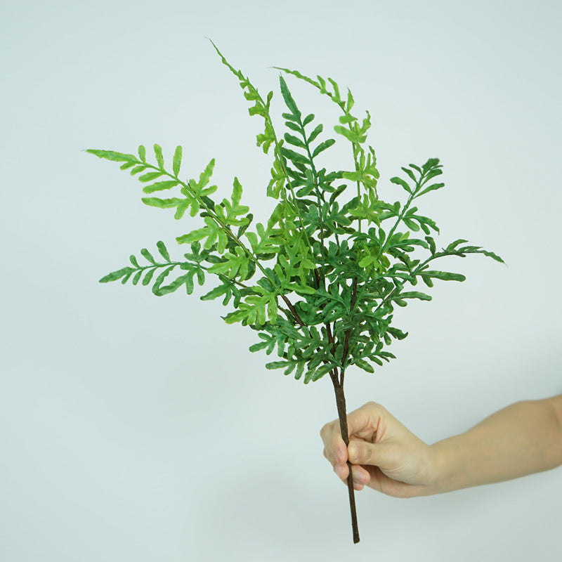 Lifelike Artificial Fern Leaf Wedding Bouquet - Single Branch Plastic Greenery Decoration for Restaurants, Living Rooms, and Home Decor