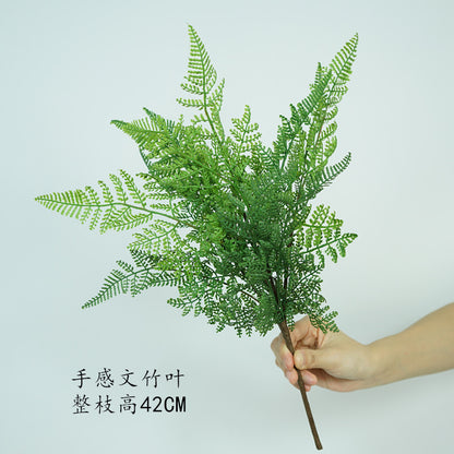 Lifelike Artificial Fern Leaf Wedding Bouquet - Single Branch Plastic Greenery Decoration for Restaurants, Living Rooms, and Home Decor