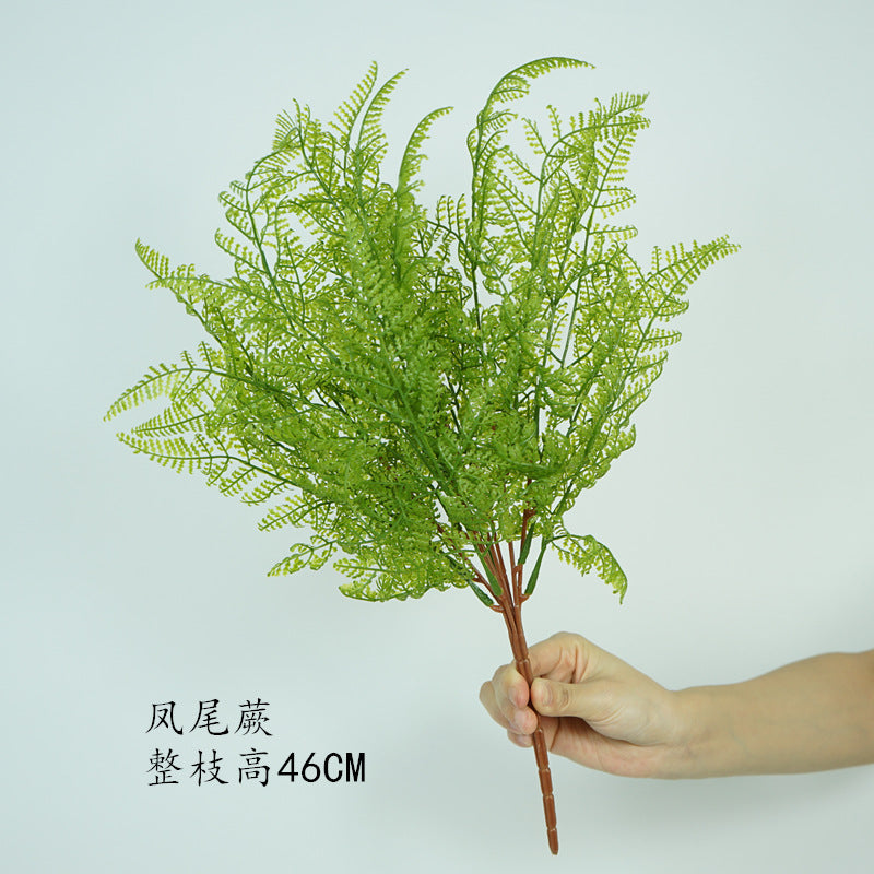 Lifelike Artificial Fern Leaf Wedding Bouquet - Single Branch Plastic Greenery Decoration for Restaurants, Living Rooms, and Home Decor