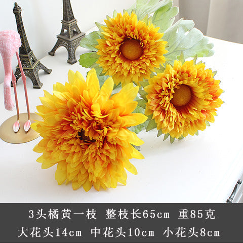 Realistic Sunflower Bouquet - European Style Artificial Sunflower Silk Flowers for Wedding Decor, Rustic Dried Floral Handheld Bouquets for Celebrations