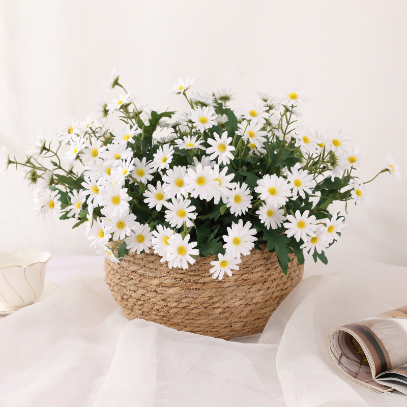 Realistic 9-Head Daisy Flower Bouquet Set - Faux Silk Flowers for Home Decor, Photography, Weddings, and Events