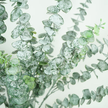 Nordic-Inspired Faux Green Plant - Soft Silicone Money Plant with Frosted Eucalyptus - Perfect for Living Room, Window Display, and Wedding Décor - Stunning Floral Arrangement for Home or Event Styling